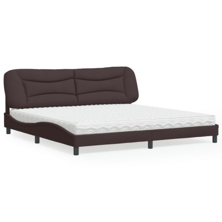 vidaXL Cama con colchón tela marrón oscuro 200x200 cm