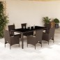 vidaXL Juego de comedor de jardín 7 pzas con cojines ratán PE marrón vidaXL Juego de comedor de jardín 7 pzas con cojines ratán PE marrón