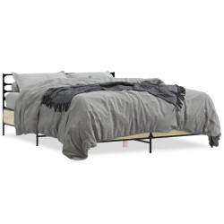 vidaXL Estructura cama madera ingeniería metal roble Sonoma 150x200 cm