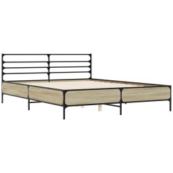 vidaXL Estructura cama madera ingeniería metal roble Sonoma 150x200 cm