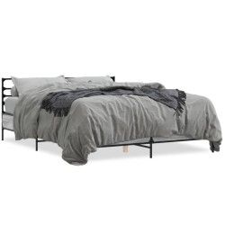 vidaXL Estructura cama madera ingeniería metal gris Sonoma 160x200 cm