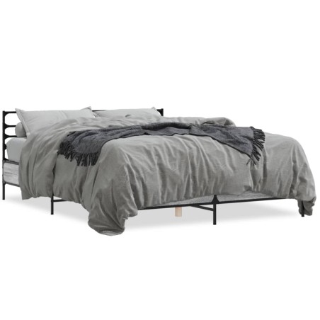 vidaXL Estructura cama madera ingeniería metal gris Sonoma 160x200 cm