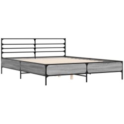 vidaXL Estructura cama madera ingeniería metal gris Sonoma 160x200 cm