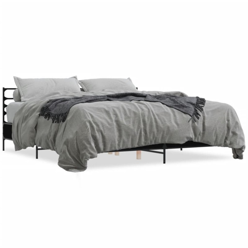 vidaXL Estructura de cama madera de ingeniería y metal negro 200x200cm vidaXL Estructura de cama madera de ingeniería y metal negro 200x200cm