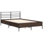 vidaXL Estructura cama madera ingeniería metal marrón roble 135x190 cm vidaXL Estructura cama madera ingeniería metal marrón roble 135x190 cm