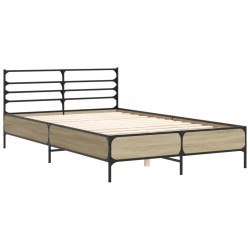vidaXL Estructura cama madera ingeniería metal roble Sonoma 140x200 cm