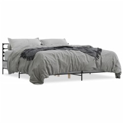 vidaXL Estructura cama madera ingeniería metal gris Sonoma 180x200 cm