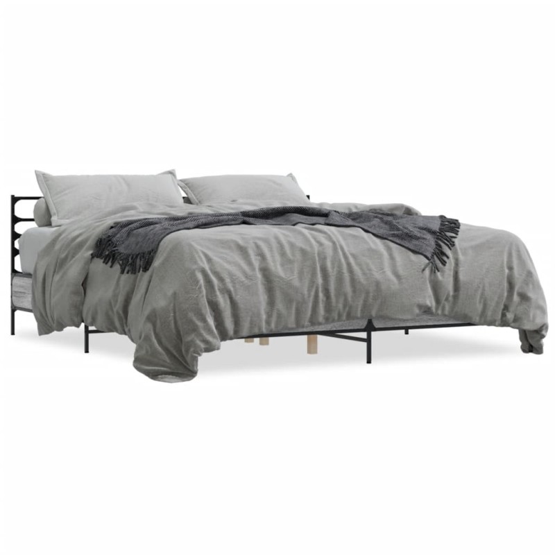 vidaXL Estructura cama madera ingeniería metal gris Sonoma 180x200 cm vidaXL Estructura cama madera ingeniería metal gris Sonoma 180x200 cm
