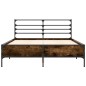 vidaXL Estructura cama madera ingeniería metal roble ahumado 135x190cm vidaXL Estructura cama madera ingeniería metal roble ahumado 135x190cm