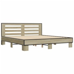 vidaXL Estructura cama madera ingeniería metal roble Sonoma 200x200 cm