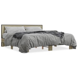vidaXL Estructura cama madera ingeniería metal roble Sonoma 180x200 cm