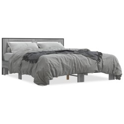 vidaXL Estructura cama madera ingeniería metal gris Sonoma 160x200 cm