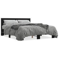 vidaXL Estructura de cama madera de ingeniería y metal negro 150x200cm