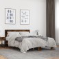 vidaXL Estructura cama madera ingeniería metal roble ahumado 140x200cm vidaXL Estructura cama madera ingeniería metal roble ahumado 140x200cm