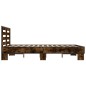 vidaXL Estructura cama madera ingeniería metal roble ahumado 140x200cm vidaXL Estructura cama madera ingeniería metal roble ahumado 140x200cm