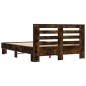 vidaXL Estructura cama madera ingeniería metal roble ahumado 140x200cm vidaXL Estructura cama madera ingeniería metal roble ahumado 140x200cm