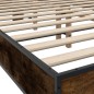 vidaXL Estructura cama madera ingeniería metal roble ahumado 140x200cm vidaXL Estructura cama madera ingeniería metal roble ahumado 140x200cm