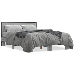 vidaXL Estructura cama madera ingeniería metal gris Sonoma 120x200 cm