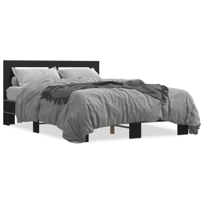 vidaXL Estructura de cama madera de ingeniería y metal negro 140x190cm