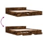 vidaXL Cama con cajones madera de ingeniería roble ahumado 200x200 cm vidaXL Cama con cajones madera de ingeniería roble ahumado 200x200 cm