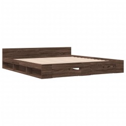 vidaXL Cama con cajones madera ingeniería marrón roble 200x200 cm