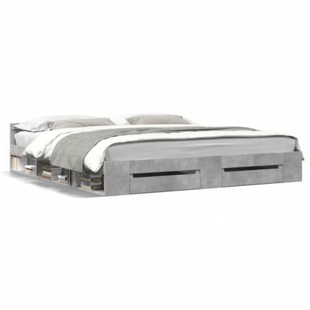 vidaXL Cama con cajones madera ingeniería gris hormigón 180x200 cm