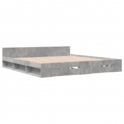 vidaXL Cama con cajones madera ingeniería gris hormigón 180x200 cm