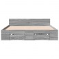 vidaXL Cama con cajones madera ingeniería gris Sonoma 140x200 cm