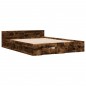 vidaXL Cama con cajones madera de ingeniería roble ahumado 140x190 cm vidaXL Cama con cajones madera de ingeniería roble ahumado 140x190 cm