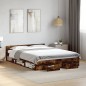 vidaXL Cama con cajones madera de ingeniería roble ahumado 140x190 cm vidaXL Cama con cajones madera de ingeniería roble ahumado 140x190 cm