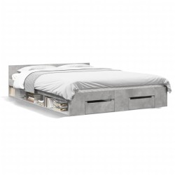 vidaXL Cama con cajones madera ingeniería gris hormigón 140x200 cm