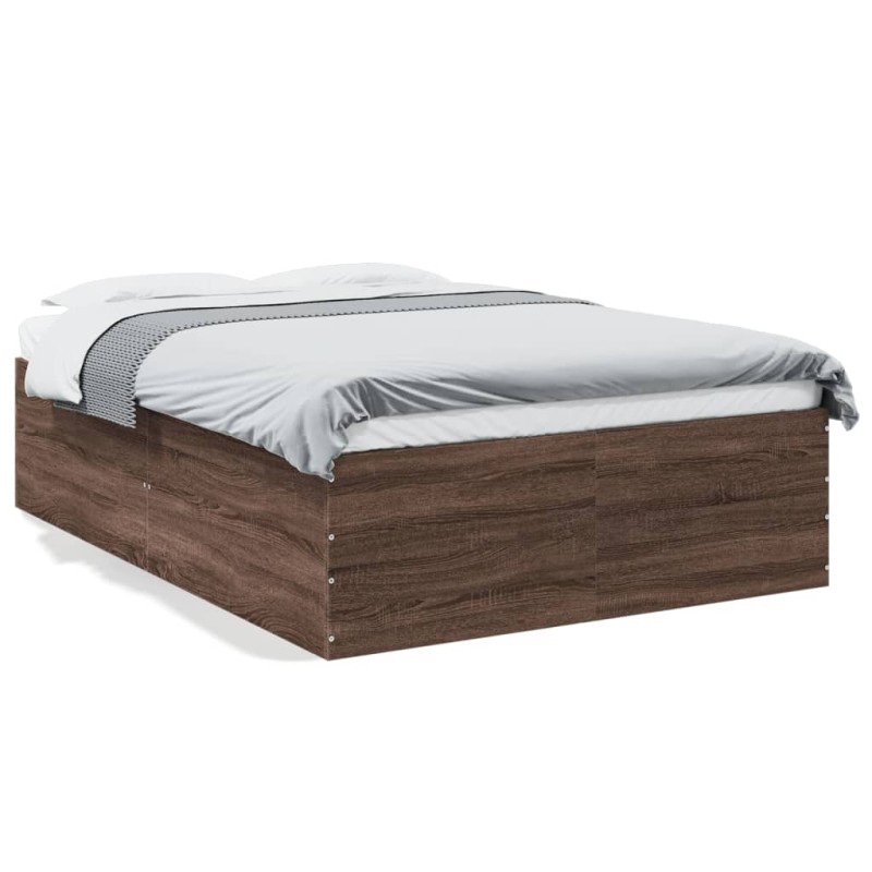vidaXL Estructura de cama madera de ingeniería marrón roble 135x190 cm vidaXL Estructura de cama madera de ingeniería marrón roble 135x190 cm