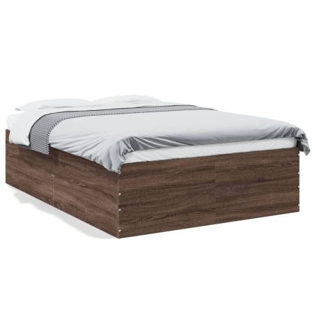 vidaXL Estructura de cama madera de ingeniería marrón roble 135x190 cm