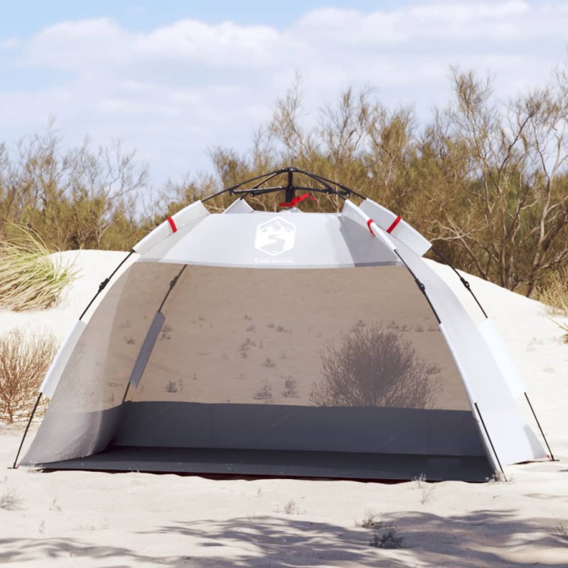 vidaXL Tienda de playa 2 personas impermeable apertura rápida gris