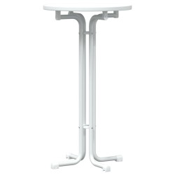 vidaXL Mesa alta de comedor madera ingeniería y acero blanco Ø60x110cm