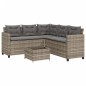 vidaXL Sofá de jardín en forma de L con mesa y cojines ratán PE gris vidaXL Sofá de jardín en forma de L con mesa y cojines ratán PE gris