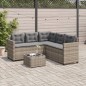 vidaXL Sofá de jardín en forma de L con mesa y cojines ratán PE gris vidaXL Sofá de jardín en forma de L con mesa y cojines ratán PE gris