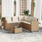 vidaXL Sofá de jardín en forma de L con mesa y cojines ratán PE beige vidaXL Sofá de jardín en forma de L con mesa y cojines ratán PE beige
