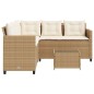 vidaXL Sofá de jardín en forma de L con mesa y cojines ratán PE beige vidaXL Sofá de jardín en forma de L con mesa y cojines ratán PE beige