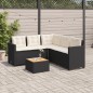 vidaXL Sofá de jardín en forma de L con mesa y cojines ratán PE negro vidaXL Sofá de jardín en forma de L con mesa y cojines ratán PE negro