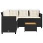 vidaXL Sofá de jardín en forma de L con mesa y cojines ratán PE negro vidaXL Sofá de jardín en forma de L con mesa y cojines ratán PE negro
