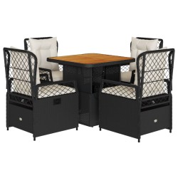 vidaXL Set de muebles jardín 5 pzas con cojines ratán sintético negro