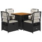 vidaXL Set de muebles jardín 5 pzas con cojines ratán sintético negro vidaXL Set de muebles jardín 5 pzas con cojines ratán sintético negro