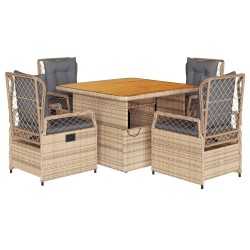 vidaXL Set comedor de jardín 5 pzas con cojines ratán sintético beige