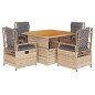 vidaXL Set comedor de jardín 5 pzas con cojines ratán sintético beige vidaXL Set comedor de jardín 5 pzas con cojines ratán sintético beige
