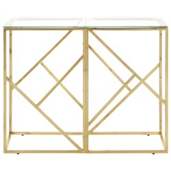 vidaXL Mesa consola acero inoxidable dorado y vidrio templado