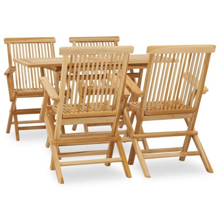 vidaXL Conjunto de comedor de jardín 5 piezas madera maciza de teca