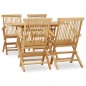 vidaXL Conjunto de comedor de jardín 5 piezas madera maciza de teca vidaXL Conjunto de comedor de jardín 5 piezas madera maciza de teca