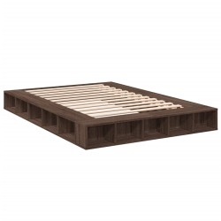 vidaXL Estructura de cama madera de ingeniería marrón roble 140x200 cm