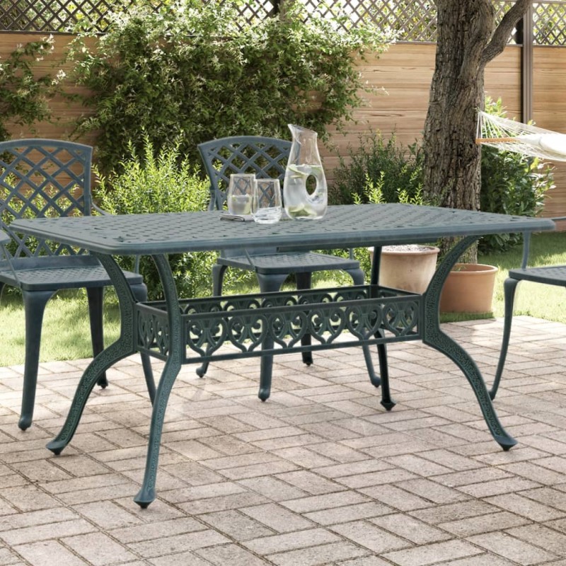 vidaXL Mesa de jardín aluminio fundido verde 150x90x72 cm vidaXL Mesa de jardín aluminio fundido verde 150x90x72 cm